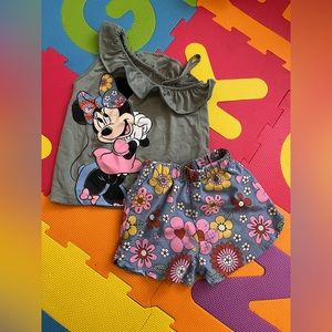 Girls Minnie Mouse Shorts Set